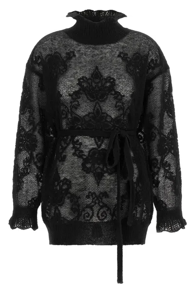 Twinset Twin Set Jacquard Yarn Sweater In Black