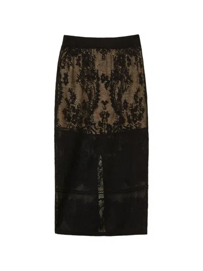 Twinset Jacquard-knit Midi Skirt In Black