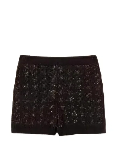 Twinset Jacquard-knit Shorts With Houndstooth Pattern In Black