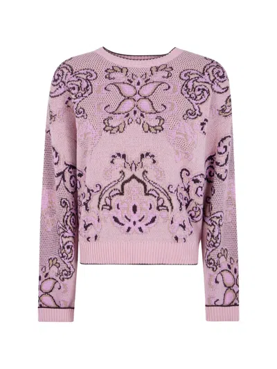 Twinset Knitted Floral Wool-blend Sweater In Transparent