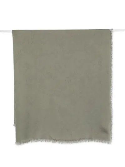 Twinset Jacquard-logo Frayed Scarf In Green