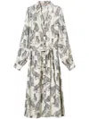 Twinset Jaguar-print Midi Shirt Dress In White