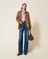 Twinset Jean Ample Avec Ceinture Et Grande Boucle In Brown
