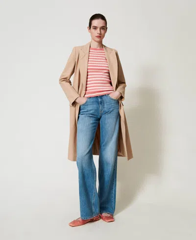 Twinset Jean Droit Avec Cinq Poches In Neutral