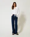 Twinset Jean Droit Bleu Foncé In White
