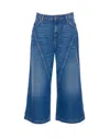 Twinset Wide Leg Jeans Contrast Stitching In Blue