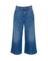 Twinset Wide Leg Jeans Contrast Stitching In Blue