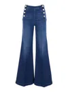 Twinset Blue Jeans With Flare Design And Double Side Button Detailing In Blu