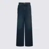 Twinset Wide-leg Trousers With Pockets And Loops In Blue