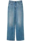 Twinset Twin-set Wide-leg Seasonal Denim Trousers With Classic Five-pocket Design In Navy