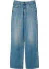 Twinset Twin-set Wide-leg Seasonal Denim Trousers With Classic Five-pocket Design In Navy