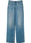 Twinset Twin-set Wide-leg Seasonal Denim Trousers With Classic Five-pocket Design In Navy