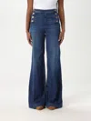 Twinset Blue Jeans With Flare Design And Double Side Button Detailing In Denim