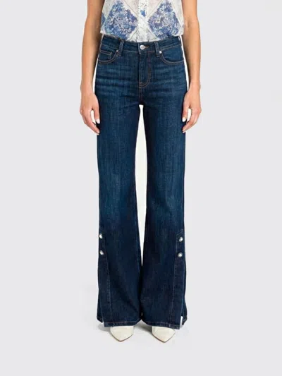 Twinset Palazzo Jeans In Denim With Pearl Detail In Blue
