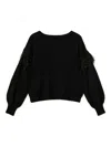 Twinset Feather-trim Sweater In Black