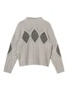 Twinset Cable-knit Intarsia Jumper In Gray