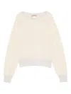 Twinset Twin-set Boat Neck Sweater In Soft Wool-cashmere Blend In White