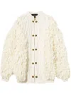 Twinset Cable-knit Fringed Cardigan In White