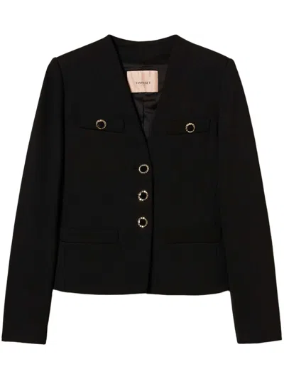 Twinset Jewel Buttons Blazer In Black