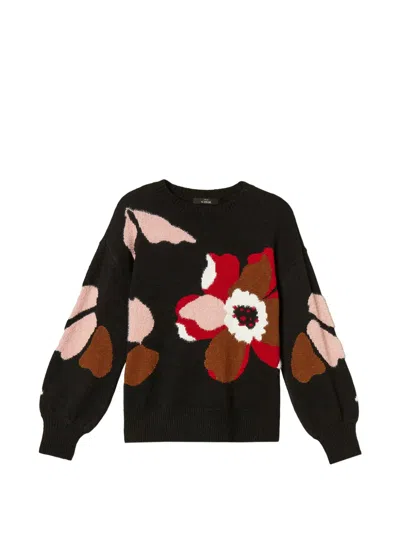 Twinset Jumper With Inlaid Flower In Black
