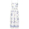 Twinset Floral-print Chambray Jumpsuit In Neutrals
