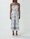 Twinset Floral-print Chambray Jumpsuit In Multicolor
