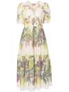 Twinset Jungle-print Muslin Dress In Multi