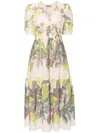 Twinset Jungle-print Muslin Dress In Green