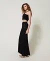 Twinset Jupe Longue En Maille Ajourée In Black