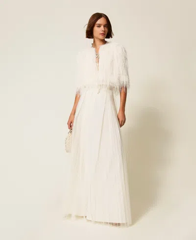 Twinset Jupe Longue En Taffetas Et Tulle In Orange