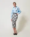 Twinset Jupe Mi-longue Avec Sequins In Blue