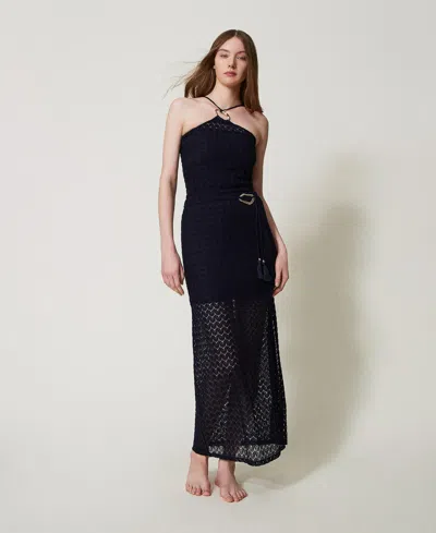 Twinset Jupe Mi-longue En Crochet In Blue