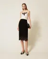 Twinset Jupe Mi-longue En Maille Avec Dentelle In Multi
