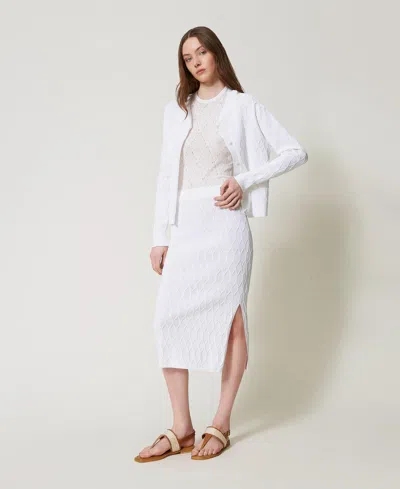 Twinset Jupe Mi-longue En Maille Avec Losanges In Yellow