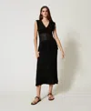 Twinset Jupe Mi-longue En Maille Lurex In Black