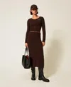 Twinset Jupe Mi-longue En Maille Mélangée D'angora In Black