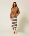 Twinset Jupe Mi-longue En Maille Rayée In Multi