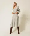 Twinset Jupe Mi-longue En Mohair Et Lurex In Gray