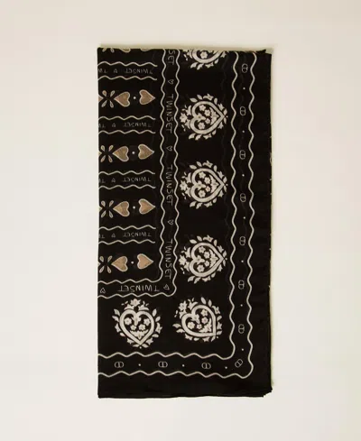 TWINSET KEFIAH WITH HEART PRINT AND OVAL T
