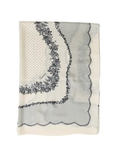 Twinset Kefiah With Polka-dot And Lace-print In Neutral