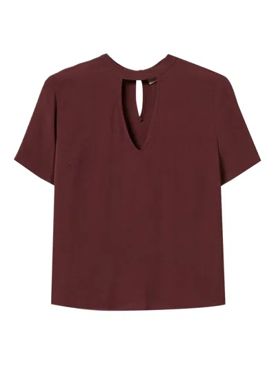 Twinset Keyhole-neck Short-sleeve Blouse In Brown