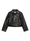 Twinset Kids Asymmetric Zip-fastening Biker Jacket In Black