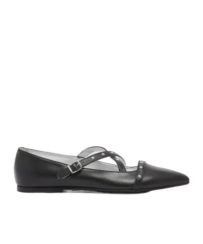 Twinset Kids Dancer Studded Strap Ballerinas In Black