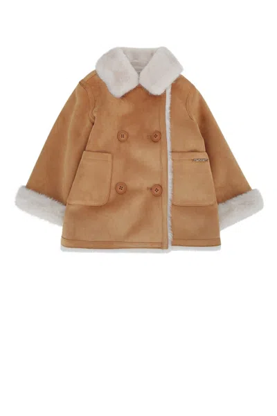 Twinset Twin-set Kids Eco Shearling-style Jacket In Brown