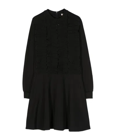 Twinset Kids Georgette Ruffled Short Dress In Black