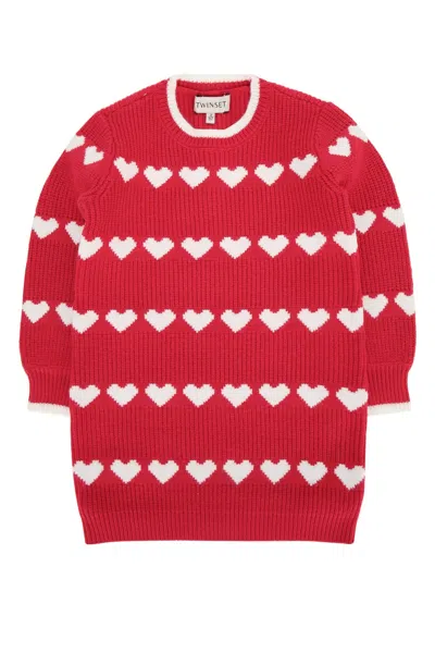 Twinset Twin-set Kids Heart Gown In Rossobianco