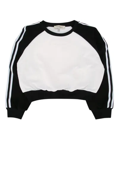 Twinset Twin-set Kids Mini Sweatshirt With Front Branding Detail In Bianconero