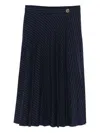 Twinset Kids Pleated Pinstripe Skirt In Blue