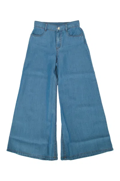 Twinset Kids Twin-set Denim Pants In Blu