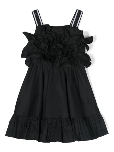 Twinset Kids Abito Smanicato Con Ruches In Black